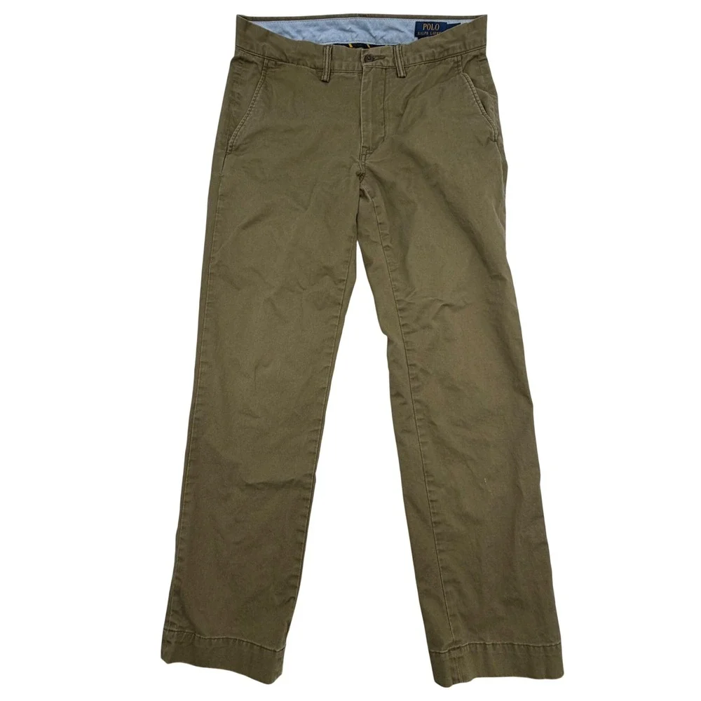 Polo Ralph Lauren Mens 31x30 Stretch Straight Fit Chino Pants Olive Green Cotton